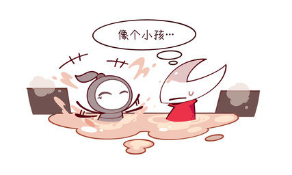 ambiguous_gender anthro bathing bodily_fluids duo eyes_closed happy sweat text thought_bubble young young_ambiguous bradyclaph hollow_knight:_silksong hollow_knight_(franchise) team_cherry hornet_(hollow_knight) sherma_(hollow_knight:_silksong) arthropod 2025 chinese_text hi_res translated female_(lore) male_(lore)