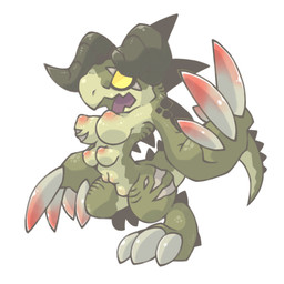 4_breasts anthro areola breasts claws female horn multi_breast nipples nude simple_background solo white_background mukomizu_kintora fallout microsoft deathclaw reptile scalie 1:1 hi_res