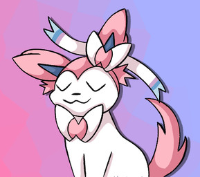 ambiguous_gender chest_tuft feral fur gradient_background pink_body pink_fur pink_tail simple_background solo tail tuft uwu white_body white_fur duckydrawz nintendo pokemon eeveelution generation_6_pokemon pokemon_(species) sylveon