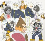 angry anthro bodily_fluids clothing eyewear fur group hair humor jacket male messy_hair necktie tears text toony topwear white_body white_fur furetsu_light odd_taxi dobu_(odd_taxi) fuyuki_yamamoto_(odd_taxi) sekiguchi_(odd_taxi) yano_(odd_taxi) bear bleeding-heart_monkey canid canine fox haplorhine mammal monkey old_world_monkey polar_bear porcupine primate rodent ursine hi_res japanese_text translation_request