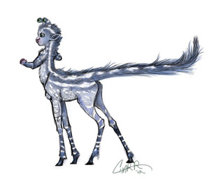ambiguous_gender ambiguous_taur black_hooves blue_body blue_fur eyestalks fur green_eyes hooves quadruped side_view simple_background solo standing tail unguligrade white_background young young_ambiguous young_taur charreed animorphs alien andalite taur 2012 colored_sketch digital_drawing_(artwork) digital_media_(artwork) full-length_portrait portrait sketch
