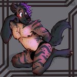 anthro armpit_hair belly black_body black_fur blue_eyes blush body_hair brown_body brown_fur clothed clothing eyebrows fur hair long_tail male navel nipples purple_hair simple_background slightly_chubby solo spots stripes tail tan_body tan_fur thick_thighs underwear taesponja hybrid hyena mammal spotted_hyena striped_hyena 1:1 absurd_res digital_drawing_(artwork) digital_media_(artwork) hi_res shaded