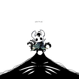 2_horns 8_eyes ambiguous_gender biped black_body black_eyes cloak clothing horn melee_weapon multi_eye nail_(weapon) solo standing text weapon weapon_on_back osakana2gou hollow_knight team_cherry shade_lord_(hollow_knight) the_knight_(hollow_knight) void_(hollow_knight) shadow_creature vessel_(species) 2023 english_text hi_res