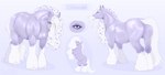 butt eyelashes female feral fetlocks flower_in_mane fur glistening glistening_eyes mane purple_body purple_eyes quadruped solo tail white_body white_fur white_mane white_tail huskii-s merredith_(merredithmare) draft_horse equid equine horse mammal model_sheet