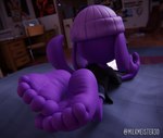 5_toes anthro barefoot bed bedroom feet female foot_focus furniture gaming humanoid_feet plantigrade playing_video_game soles solo toes wrinkled_feet wrinkles milkmeister3d sega sonic_the_hedgehog_(series) fan_character 3d_(artwork) digital_media_(artwork) hi_res