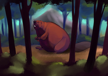 belly brown_body brown_fur feral find_the_masons forest fur male mountain overweight plant solo tree oceantiger11 hickory beaver mammal rodent