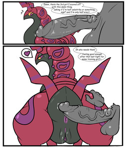 anus bestiality big_penis butt butt_grab dialogue disembodied_hand disembodied_penis duo female female_feral female_focus feral genitals hand_on_butt heart_symbol huge_penis human_on_feral interspecies looking_at_genitalia looking_at_penis looking_back male male/female noticing penis pokephilia presenting presenting_hindquarters sex solo_focus text vaginal_canal vulva defunctumbra nintendo pokemon arthropod generation_5_pokemon human mammal pokemon_(species) scolipede 2023 absurd_res comic english_text hi_res