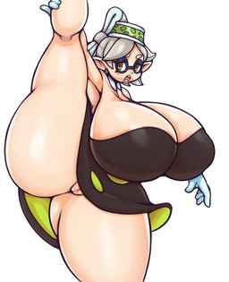big_breasts big_butt black_clothing black_dress black_mouth breasts butt clothed clothing dress ear_piercing eyebrows female genitals gloves green_clothing green_hat green_headwear grey_eyebrows grey_hair hair hand_on_leg hand_on_own_leg handwear hat headgear headwear huge_breasts huge_butt huge_thighs humanoid_pointy_ears looking_at_viewer markings mole_(marking) open_mouth pantsless piercing pink_tongue pointy_ears pseudo_hair raised_leg simple_background solo tan_body tan_ears tan_skin teeth tentacle_hair tentacles thick_thighs tight_clothing tongue vulva white_background white_clothing white_gloves white_handwear yellow_eyes matospectoru nintendo splatoon marie_(splatoon) animal_humanoid aquatic aquatic_humanoid cephalopod cephalopod_humanoid humanoid inkling mollusk mollusk_humanoid 2021 colored digital_media_(artwork) hi_res shaded
