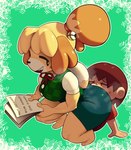 2019 animal_crossing anthro anthro_focus big_butt bottomwear breasts butt butt_sniffing canid canine canis clothed clothing digital_media_(artwork) domestic_dog duo facesitting female fully_clothed fur hi_res human isabelle_(animal_crossing) lilmoonie looking_back male male/female mammal monotone_bottomwear monotone_clothing monotone_skirt musk musk_clouds nintendo pencil_skirt shih_tzu short_stack sitting_on_another skirt sniffing thick_thighs toy_dog villager_(animal_crossing) yellow_body yellow_fur