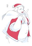 anthro belly big_belly blue_eyes christmas_clothing christmas_headwear clothing hat headgear headwear holidays humanoid_hands kemono male moobs overweight overweight_male santa_hat solo white_body okoge_16 christmas bear mammal polar_bear south_american_tapir tapir ursine 2022 hi_res