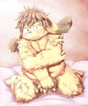 anthro bed belly biped black_nose blush furniture humanoid_hands kemono male navel overweight overweight_male solo young young_anthro mitei mti777 canid canine canis domestic_dog mammal 2012 hi_res unavailable_at_source