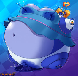 anthro belly berry_juice big_belly big_breasts blueberry_(fruit) blueberry_inflation blueberry_juice bodily_fluids breasts clothing ejaculation female food fruit genital_fluids huge_belly huge_breasts hyper hyper_belly immobile inflation juice_(beverage) lactating lactating_through_clothing motion_lines plant projectile_lactation slushie solo stained_clothing surprised vaginal_fluids vaginal_squirting wet wet_clothing wumpa_fruit sernsenart activision crash_bandicoot_(series) crash_team_racing_nitro-fueled coco_bandicoot bandicoot mammal marsupial hi_res