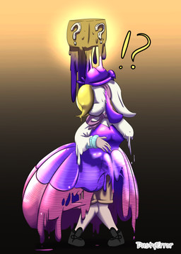anthro faceless faceless_character faceless_female female goo_transformation latex latex_transformation solo transformation dustyerror mario_bros nintendo super_mario_odyssey broodal hariet_(mario) hare lagomorph leporid mammal rabbit absurd_res hi_res