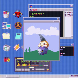 computer_monitor duo feral fur horn humor male orange_body orange_fur purple_body purple_fur riding pixelboogsy bandai_namco digimon digimon_story:_time_stranger lord_titamon digimon_(species) dorimon tsunomon waddling_head x-digimon 1:1 animated digital_media_(artwork) hi_res no_sound pixel_(artwork) pixel_animation short_playtime webm