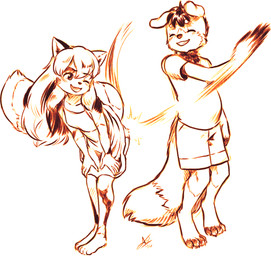 anthro butt_slap duo female male male/female slap spanking young young_anthro young_male aogami finnegan_nevermoore selene_blackcat bernese_mountain_dog calico_cat canid canine canis domestic_cat domestic_dog felid feline felis mammal molosser mountain_dog swiss_mountain_dog absurd_res hi_res line_art