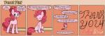 blue_eyes cutie_mark dialogue exclamation_point eyes_closed female feral hair heart_symbol looking_at_viewer pencil_(object) pink_hair sitting solo text tongue tongue_out bukoya friendship_is_magic hasbro my_little_pony pinkie_pie_(mlp) earth_pony equid equine horse mammal pony 2014 comic english_text