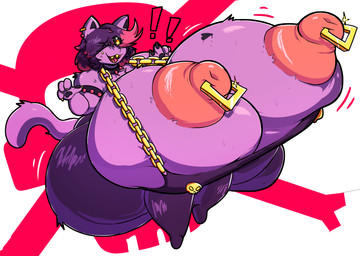 alternate_universe alternative_fashion anthro areola armband big_areola big_breasts big_butt big_nipples biped breasts butt chain clothing collar ear_piercing enthusiastic erect_nipples exposed_breasts female female_anthro goth highlights_(coloring) huge_areola huge_breasts huge_butt huge_hips huge_nipples huge_thighs hyper hyper_breasts jumping knocker_piercing legwear nipple_piercing nipples overalls overflowing_breasts piercing puffy_areola puffy_nipples punk purple_body sharp_teeth solo spiked_armband spiked_collar spikes tattoo teeth thick_thighs tight_clothing tights wardrobe_malfunction wide_hips yellow_sclera mirukiblue deltarune underfell undertale undertale_(series) catty_cattenheimer domestic_cat felid feline felis mammal absurd_res hi_res