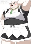 anthro belly blush clothed clothing crossdressing eyebrows eyewear fur glasses maid_uniform male overweight solo thick_eyebrows uniform white_body white_fur 9dtq0 lifewonders tokyo_afterschool_summoners leib_(tas) bear mammal polar_bear ursine absurd_res hi_res