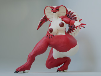 anthro big_breasts big_butt breasts butt female huge_butt huge_thighs looking_at_viewer nipples nude simple_background solo tail thick_thighs wide_hips raguda reptile scalie snake 3d_(artwork) 4:3 absurd_res digital_media_(artwork) hi_res