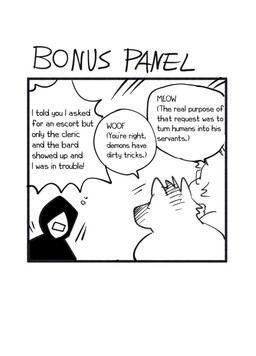 after_transformation anthro bard bonus_page cleric cloak clothing dialogue fantasy group magic magic_user male master muscular muscular_anthro muscular_male servant spell text trio nojo mythology pocat toshabi_(character) canid canine felid feline human lynx mammal mythological_canine mythological_creature werecanid werecanine werecreature werewolf 2023 comic digital_drawing_(artwork) digital_media_(artwork) english_text hi_res monochrome