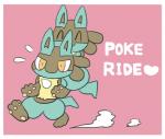 ^_^ ambiguous_gender anthro black_body black_fur blue_body blue_fur border carrying_another duo eyes_closed fur heart_symbol orange_eyes pawpads paws piggyback pink_background running simple_background smile text white_border sikai nintendo pokemon canid generation_4_pokemon lucario mammal pokemon_(species) 2016 digital_drawing_(artwork) digital_media_(artwork) english_text