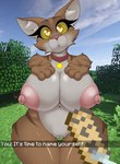 anthro areola big_areola big_breasts binx_(foxgumie) breasts brown_body brown_eyes brown_fur cat_(minecraft) clitoris collar collar_only collar_tag dialogue digital_drawing_(artwork) digital_media_(artwork) domestic_cat english_text eyelashes felid feline felis female forest forest_background foxgumie fur genitals hand_on_breast hand_on_own_breast heart_eyes heart_symbol hi_res mammal microsoft minecraft minecraft_background mojang name_tag nature nature_background navel nipple_dip nipples nude offscreen_character pink_areola pink_nipples pink_nose plant pussy red_collar screencap screencap_background solo striped_body striped_fur stripes tabby_cat_(minecraft) text thick_eyelashes thick_thighs tree white_body white_fur wide_hips xbox_game_studios yellow_sclera