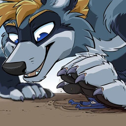 anthro claws duo feet foot_crush footprint larger_male macro male micro pawprint size_difference soles stomping tirrel mammal procyonid raccoon 1:1