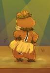 clothing dancing fur grass_skirt head_wreath hula leaf leaf_clothing leaf_crown rear_view small_tail solo spotlight tail tan_body tan_fur kurokuma824 disney dale_(disney) chipmunk ground_squirrel mammal rodent sciurid 2019 low_res