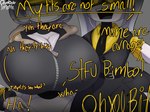 big_breasts breast_focus breasts comparing comparing_breasts dialogue duo female grey_body yellow_eyes zipper_topwear pankacake j_(murder_drones) v_(murder_drones) humanoid absurd_res hi_res signature