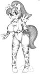 anthro bikini bra catball clothing eyewear female gesture glasses hand_gesture legwear looking_at_viewer smile solo stockings swimwear two-piece_swimsuit underwear v_sign archeryves hbgxh hasbro my_little_pony monochrome