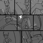 1:1 annoyed anthro antlers ass_up bent_over bodily_fluids bottomwear clothed clothing comic deer digital_drawing_(artwork) digital_media_(artwork) duo feet female foot_grab hooves horn imminent_sex lagomorph leporid male mammal monochrome naughty_face pants pulled_in rabbit slypon sweat sweatdrop tent topless topless_male wrist_grab