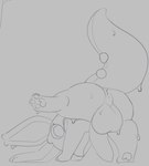 backsack balls butt genitals looking_at_viewer male penis presenting presenting_hindquarters presenting_penis raised_leg rear_view solo tail bundle0sticks nintendo pokemon generation_6_pokemon goodra pokemon_(species) monochrome