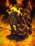 abs axe big_breasts bikini breasts cleavage clothed clothing female fire heat_axe lava melee_weapon muscular muscular_female muscular_humanoid not_furry solo swimwear two-piece_swimsuit volcano weapon osmar-shotgun elemental_creature fire_creature humanoid absurd_res hi_res