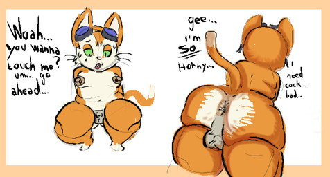 anthro anus balls belly big_butt bodily_fluids butt dialogue femboy foreskin genitals male navel nipples penis puffy_nipples rear_view sitting slightly_chubby solo sweat tail talking_to_viewer text thick_thighs krisfe blinx_the_time_sweeper microsoft xbox_game_studios blinx domestic_cat felid feline felis mammal colored digital_drawing_(artwork) digital_media_(artwork) english_text