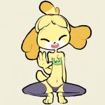 1:1 animal_crossing anthro big_butt butt canid canine canis clothing crouching domestic_dog eyes_closed female isabelle_(animal_crossing) itsunknownanon legwear mammal navel nintendo open_mouth panties shih_tzu simple_background solo thigh_highs topwear toy_dog tube_top underwear wide_hips