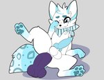 4_toes anal anal_masturbation animal_dildo animal_genitalia animal_penis animal_sex_toy balls blue_body blue_fur blue_markings blue_pawpads blue_penis canine_dildo canine_genitalia canine_penis dildo erection feet feral fur genitals gloves_(marking) hindpaw kerchief knot knotted_dildo leg_markings male markings masturbation neckerchief neckwear pattern_kerchief pattern_neckerchief pawpads paws penis purple_dildo sex_toy socks_(marking) soles solo striped_kerchief striped_neckerchief toes white_body white_fur luuriolu kitsu canid canine mammal hi_res