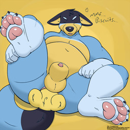 animal_genitalia anus balls belly big_belly birth butt feet genitals male navel paws penis penis_tip pregnant pregnant_male sheath stretched_anus toes cudacore bluey_(series) bandit_heeler 1:1 hi_res