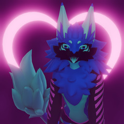 anthro blue_body clothing crop_top femboy fluffy fluffy_chest heart_symbol male mane shirt solo tail tongue tongue_out topwear diamondprotogen blender_cycles diamond_(diamondprotogen) novabeast 1:1 hi_res