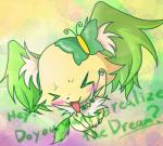 >_< >w< accessory big_head blush butterfly_clip clip_accessory dialogue eyes_closed female feral fur hair_accessory hairclip open_mouth open_smile semi-anthro simple_background smile solo talking_to_viewer text yellow_body yellow_fur aru-wai-o jewelpet sanrio sega sega_fave peridot_(jewelpet) arthropod butterfly canid canine canis domestic_dog insect lepidopteran mammal papillon toy_dog english_text