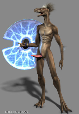 abs anthro athletic biceps biped claws energy_shield erection genitals holding_object holding_shield looking_at_viewer male muscular muscular_anthro nude open_mouth pecs penis shield solo standing black_jackal halo_(series) microsoft xbox_game_studios alien kig-yar ruuhtian scalie 2009 3d_(artwork) digital_media_(artwork) hi_res