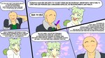 16:9 4k absurd_res anon_(snoot_game) anthro back_plates bald blue_eyes blush breasts cavemanon_studios clothing colored comic dialogue dinosaur duo duo_in_panel faceless_character faceless_human faceless_male female fuegosonic93 goodbye_volcano_high green_body green_clothing green_hair green_scales green_shirt green_topwear hair hand_behind_head hi_res holding_card human jacket looking_at_another male mammal narrowed_eyes open_mouth ornithischian pupils reptile scales scalie shirt simple_background slit_pupils snoot_game snout solo_in_panel spanish_text speech_bubble stegosaurian stegosaurus stella_(gvh_beta) text thyreophoran tongue topwear white_clothing white_shirt white_topwear widescreen