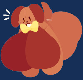 anthro big_breasts big_butt bow_tie breasts brown_body brown_ears brown_tail butt emanata eyelashes featureless_breasts female floppy_ears freckled_face freckles front_view huge_breasts monotone_body nude nude_female open_mouth plushie simple_background simple_eyes solo tail text thick_thighs transparent_background vertical_bar_eyes cocoaberry lovedoll_toy_factory fan_character poochi_(cocoaberry) animate_inanimate canid canine canis domestic_dog living_plushie mammal 2026 alpha_channel artist_name digital_drawing_(artwork) digital_media_(artwork) flat_colors icon lineless