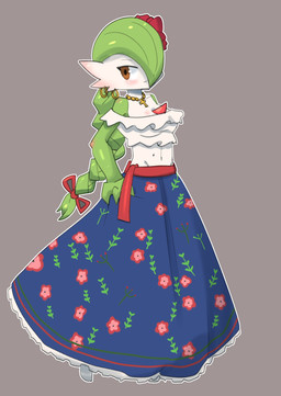 accessory beads bottomwear braided_hair brown_eyes clothing cross cross_necklace ear_piercing ear_ring female flower flower_in_hair green_hair grey_background hair hair_accessory hair_ribbon jewelry markings mole_(marking) navel necklace piercing plant prayer_beads ribbons ring_piercing rosary simple_background skirt smile solo mxlovegopdng nintendo pokemon soledad_(atomic417) gardevoir generation_3_pokemon pokemon_(species) 2021 hi_res