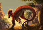ambiguous_gender biped bipedal_feral butt claws feathered_crest feathers feral head_crest looking_back low-angle_view outside plant rear_view sickle_claw solo standing tail toe_claws tree winged_arms wings ravuki dakotaraptor dinosaur dromaeosaurid feathered_dinosaur feathered_scalie prehistoric_species reptile scalie theropod hi_res male_(lore)