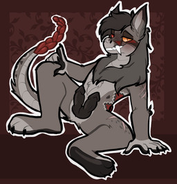 2_penises animal_genitalia animal_penis anthro bottomwear clothing erection full_foot_pawpads full_pad fur genitals grey_body grey_fur grey_scales hemipenes heterochromatic_scleras heterochromia male markings multi_genitalia multi_penis orange_eyes pawpads paws penis red_body red_eyes red_markings red_scales scales scar shirt shorts solo topwear tickout fallout microsoft venrho_(razim) canid canine canis coyote hybrid mammal night_stalker_(fallout) reptile scalie snake 2026 hi_res