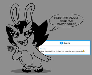 anthro asking asking_viewer bent_arm black_clothing black_eyelids black_footwear black_hair black_shoes clothing dialogue emoji eyebrows eyelashes featureless_crotch female female_anthro flat_chested footwear footwear_only grey_background grey_body grey_eyebrows grey_eyes grey_hair grey_sclera grey_teeth grey_tongue hair half-closed_eyes long_ears markings mitten_hands mole_(marking) mostly_nude mostly_nude_anthro mostly_nude_female multicolored_hair narrowed_eyes noseless open_mouth open_smile profanity question_mark sharp_teeth shoes shoes_only short_legs simple_background smile solo speech_bubble standing teeth text text_box thick_eyebrows tongue two_tone_hair jaleczu mario_plus_rabbids_sparks_of_hope nintendo raving_rabbids rayman_(series) ubisoft kanya_(mario_plus_rabbids) lagomorph mammal rabbid artist_name crossover digital_drawing_(artwork) digital_media_(artwork) english_text full-length_portrait greyscale hi_res monochrome portrait spanish_text translated