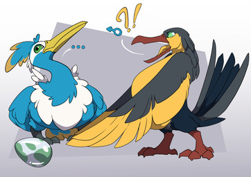 avian_feet beak black_body black_feathers blue_body countershading egg facial_markings feathered_crest feathered_wings feathers feet feral green_eyes head_crest head_markings male markings mask_(marking) membrane_(anatomy) orange_body tail tail_feathers toes webbed_feet white_markings wings yellow_body yellow_feathers yellow_markings ashley-arctic-fox nintendo pokemon fan_character skua_(gyro) thunk_(gyro) avian bird cramorant generation_8_pokemon generation_9_pokemon kilowattrel pokemon_(species) absurd_res hi_res