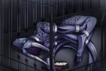 anthro bdsm bodily_fluids bondage bound cage chain cuff_(restraint) cum genital_fluids male restraints shackles solo klemens hi_res