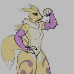 anthro female growth muscle_growth muscular muscular_anthro muscular_female solo deskai strikeanywhere bandai_namco digimon canid canine digimon_(species) mammal renamon 1:1