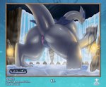 absurd_res against_surface against_wall beast_of_the_sea_pack butt cave female generation_2_pokemon genitals glistening glistening_body hi_res legendary_pokemon lugia macro nintendo pokemon pokemon_(species) presenting presenting_hindquarters presenting_pussy pussy solo tail veldazik water waterfall